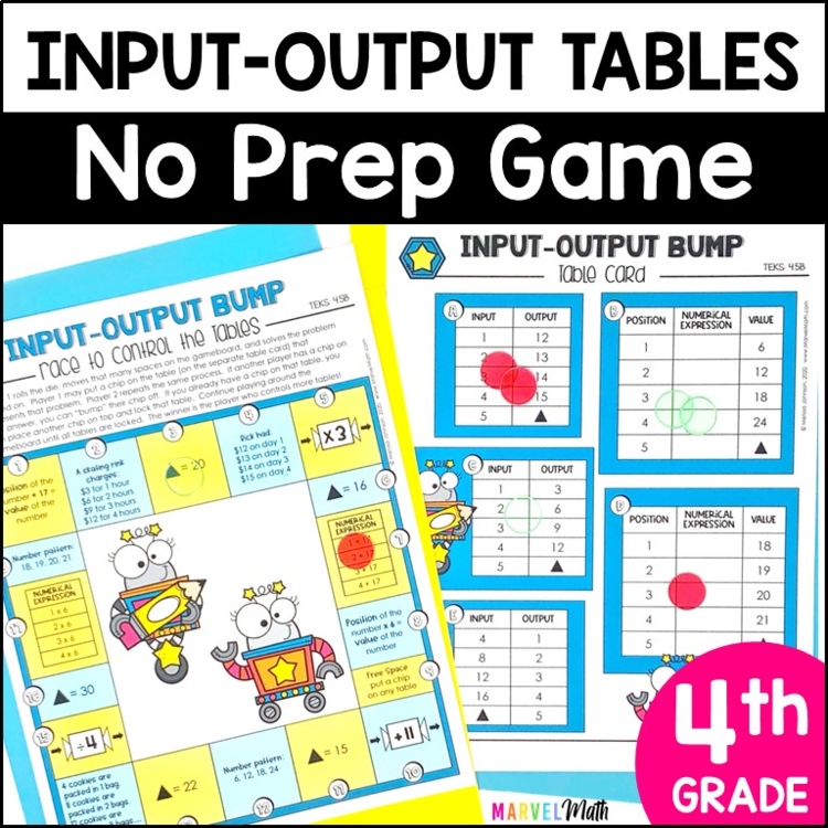Input Output Table NO PREP Game for the 4th Grade TEKS 4.5B