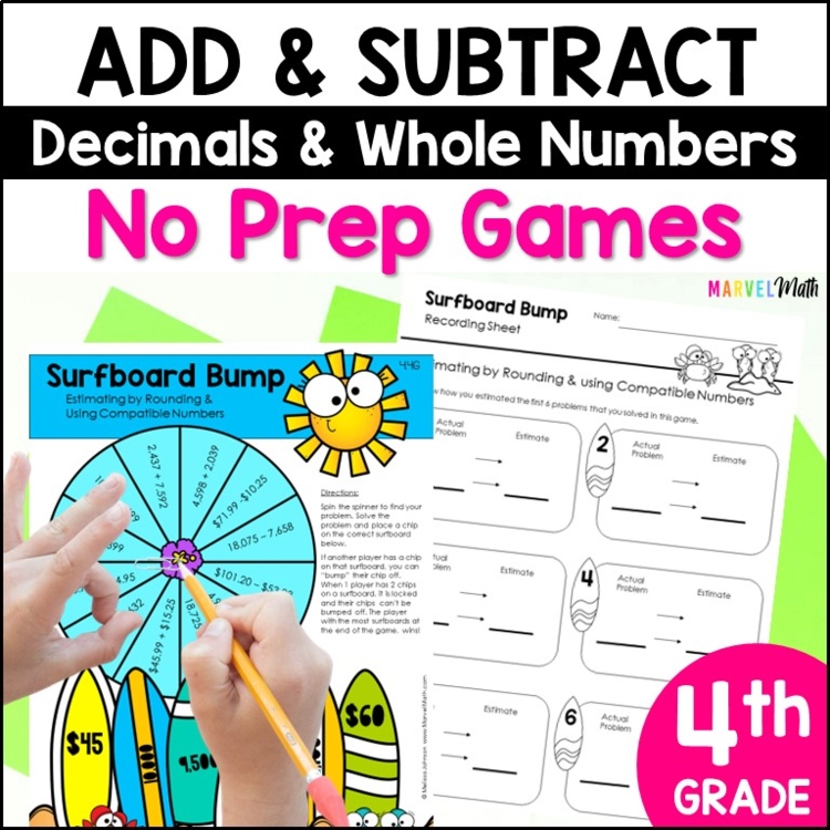 Addition and Subtraction NO PREP Games for the 4th Grade TEKS