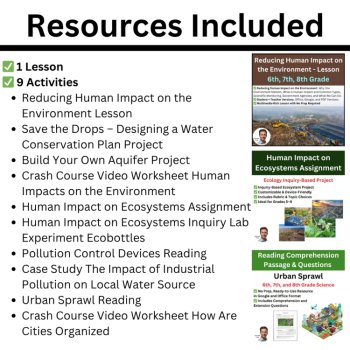 MS-ESS3-3 Human Impact on the Environment BUNDLE | Conservation, Urban Sprawl, image 2