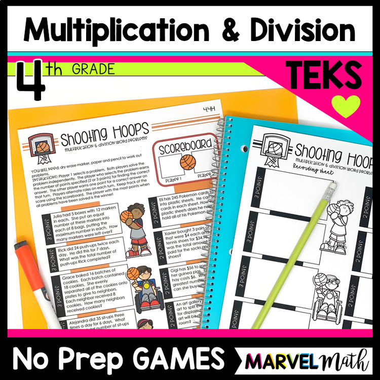Multiplication and Division NO PREP Games for the 4th Grade TEKS