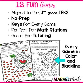 Multiplication and Division NO PREP Games for the 4th Grade TEKS, image 2