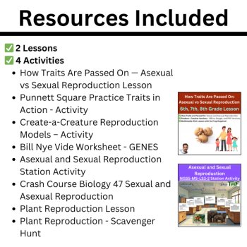 MS-LS3-2 Asexual vs. Sexual Reproduction | Traits, Punnett Square, Genes BUNDLE, image 2