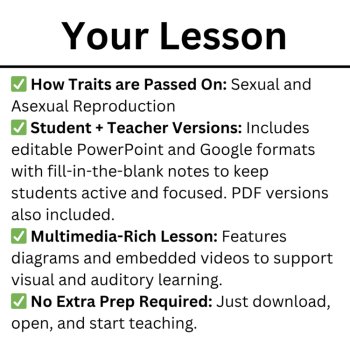 How Traits Are Passed On Lesson | MS-LS3-2 | Asexual vs Sexual | 6th, 7th, 8th, image 2
