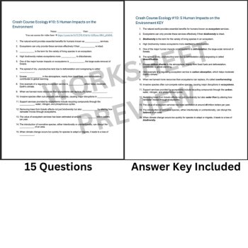 Crash Course ECOLOGY #10: Human Impacts on the Environment | Video Worksheet, image 3
