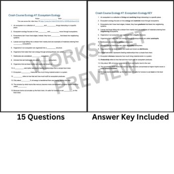 Crash Course ECOLOGY #7: Ecosystem Ecology | Worksheet, Autotrophs, Food Web, image 3