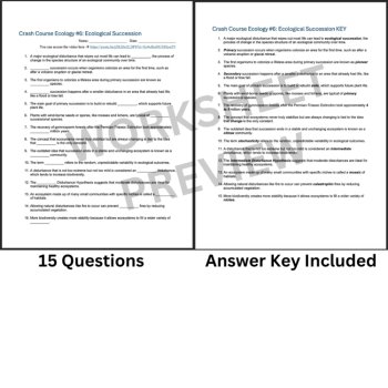 Crash Course ECOLOGY #6: Ecological Succession | Video Worksheet, Pioneer, image 3