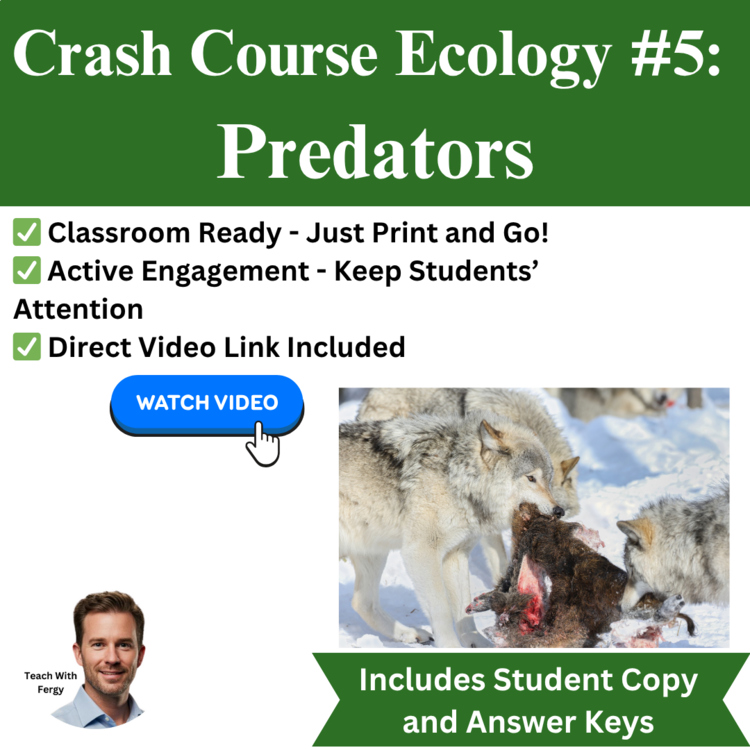 Crash Course ECOLOGY #5: Predators | Video Worksheet, Parasitism, Prey