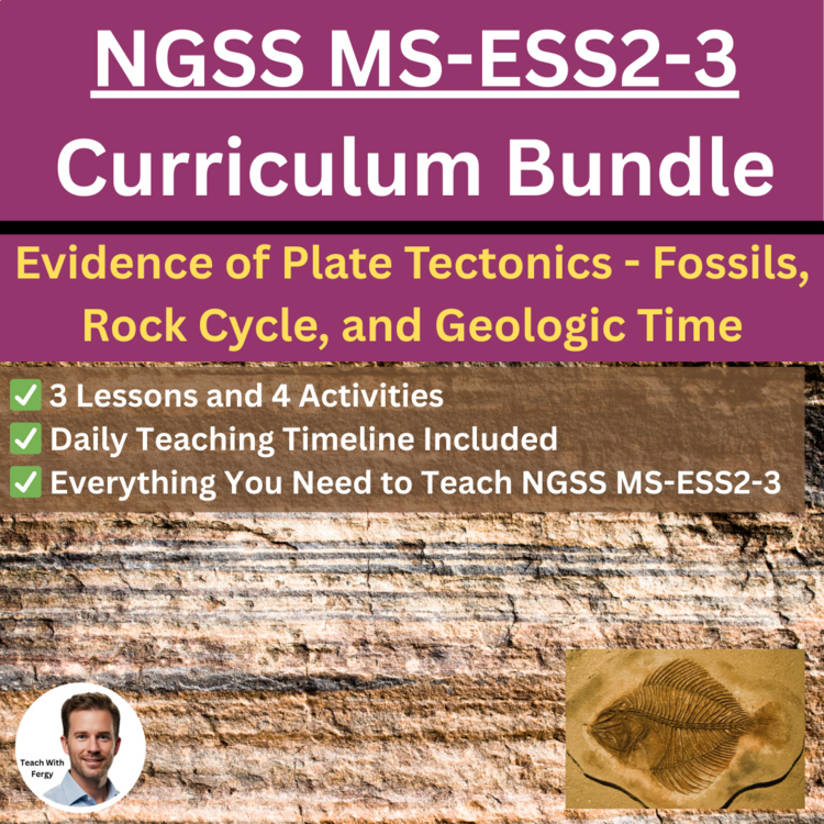MS-ESS2-3 Evidence of Plate Tectonics | Fossils, Rock Cycle, Geologic | BUNDLE