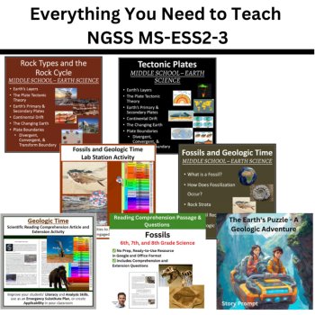 MS-ESS2-3 Evidence of Plate Tectonics | Fossils, Rock Cycle, Geologic | BUNDLE, image 3