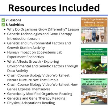 MS-LS1-5 How Environmental and Genetic Factors Influence Organism Growth BUNDLE, image 2