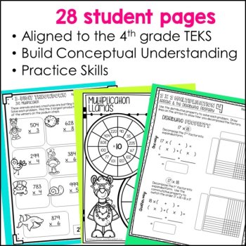 4th Grade Multiplication and Division Worksheets - 4th Grade TEKS, image 2