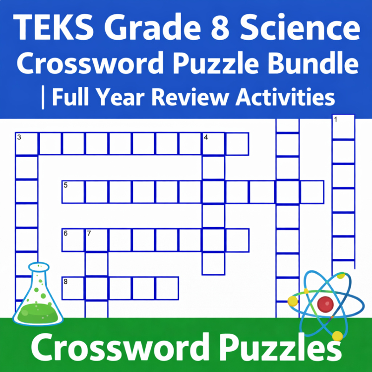 TEKS Grade 8 Science Crossword Puzzle Bundle | Full Year Review Activities