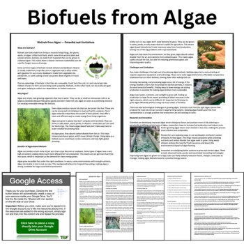 Biofuels from Algae Reading Passage & Questions | 6th, 7th, 8th Grade | Energy, image 2