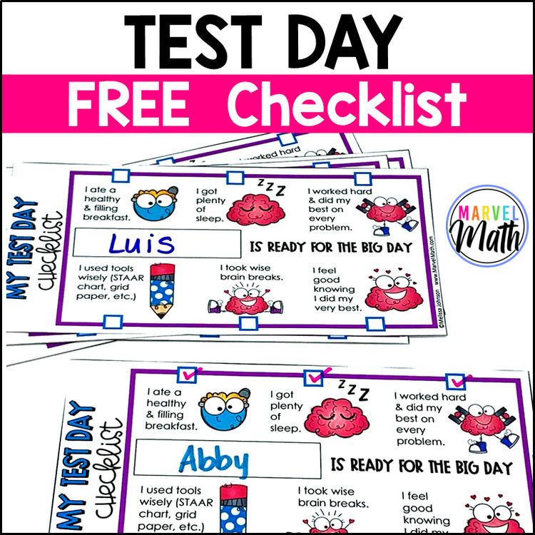 Test Day Checklist for the STAAR Test or Any Test