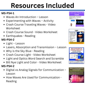 MS-PS4 California 8th Grade Science Preferred Integrated Model BUNDLE | Waves, image 2