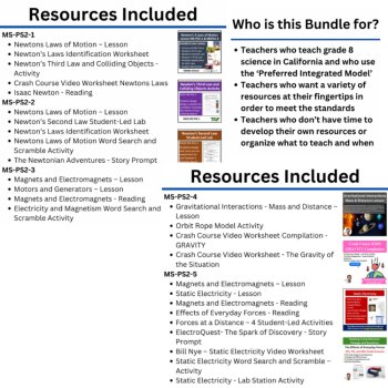 MS-PS2 California 8th Grade Science Preferred Integrated Model BUNDLE | Forces, image 2