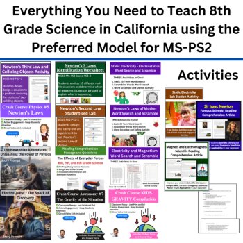 MS-PS2 California 8th Grade Science Preferred Integrated Model BUNDLE | Forces, image 4
