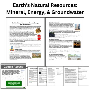 Earth's Natural Resources Reading & Questions | 6th, 7th, 8th | Minerals, Energy, image 2
