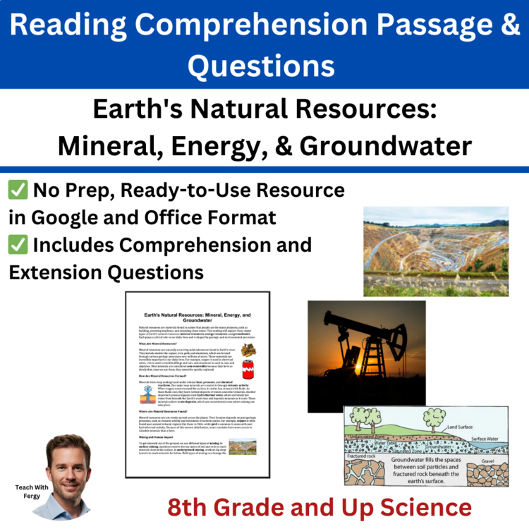 Earth's Natural Resources - Reading Grade 8 & Up Minerals, Energy, & Groundwater