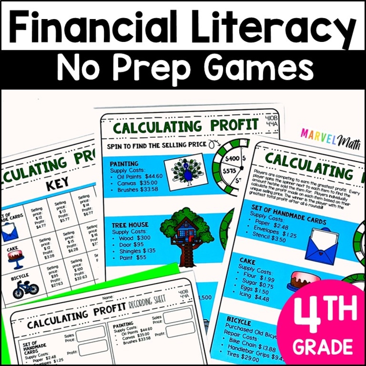 No Prep Games - 4th Grade Financial Literacy - 4.10A  4.10B  4.10E