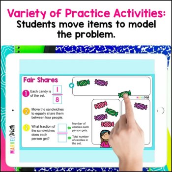TEKS 3.3E - Partitioning Fractions, Making Fair Shares Fractions Google Slides, image 2