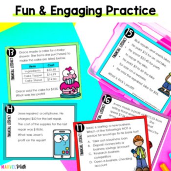 4th Grade Financial Literacy Task Cards - STAAR Math Review TEKS: 4.10AB 4.10E, image 2