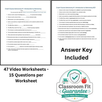Crash Course ASTRONOMY Video Worksheets | 47 Episode Bundle | Earth, Sun, Moon, image 3