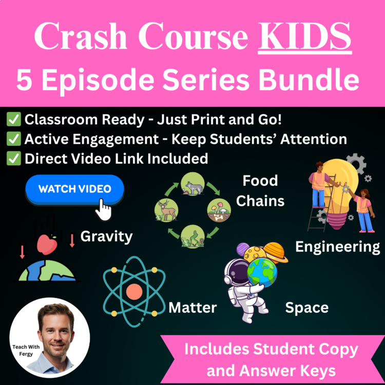 Crash Course KIDS Video Worksheets | 5 Episode Bundle | Worksheet, Sub Plan