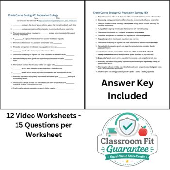 Crash Course ECOLOGY Video Worksheets | 12 Episode Bundle | Ecosystems, image 3