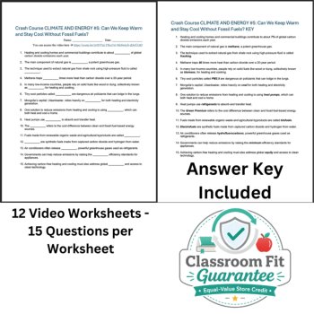 Crash Course CLIMATE & ENERGY Video Worksheets | 12 Episode Bundle | Sub Plan, image 3