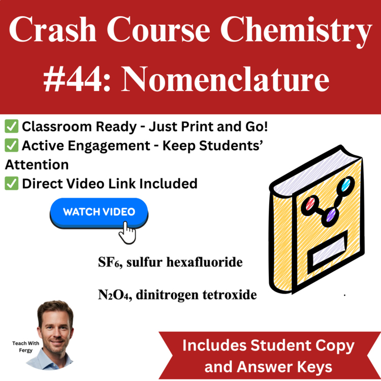 Crash Course CHEMISTRY #44: Nomenclature | Worksheet, Sub Plan, IUPAC