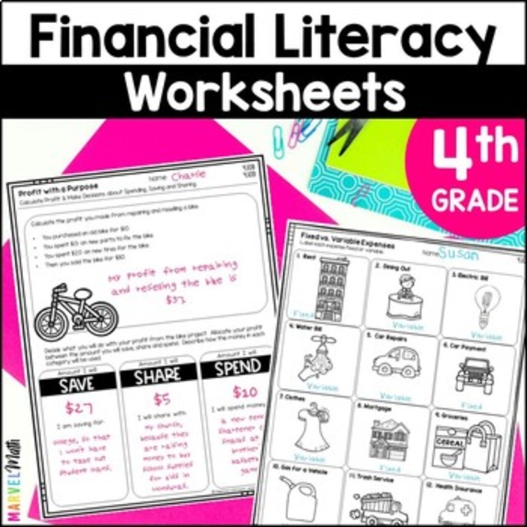 4th Grade Personal Financial Literacy Worksheets