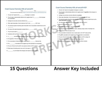 Crash Course CHEMISTRY #30: pH and pOH | Worksheet, Sub Plan, Hydroxide, image 3