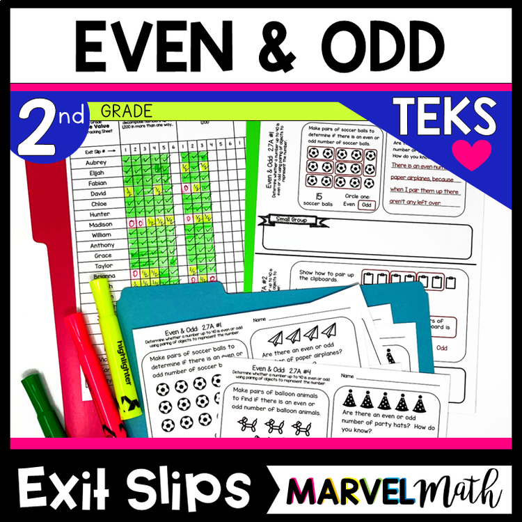 2nd Grade Even and Odd Numbers Exit Tickets TEKS 2.7A