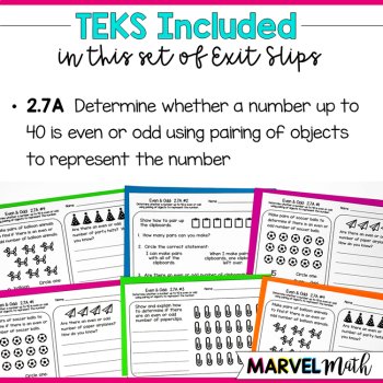2nd Grade Even and Odd Numbers Exit Tickets TEKS 2.7A, image 2