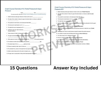 Crash Course CHEMISTRY #15: Partial Pressures & Vapor Pressure | Worksheet, Sub, image 3