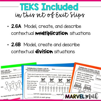 2nd Grade Multiplication and Division Exit Tickets TEKS 2.6A 2.6B, image 2