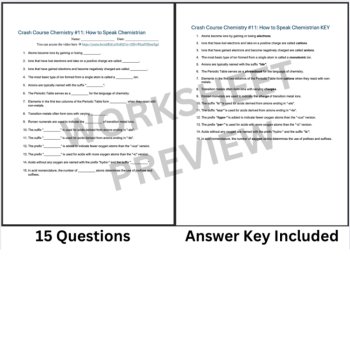 Crash Course CHEMISTRY #11: How to Speak Chemistrian | Worksheet, Sub, Molecules, image 3