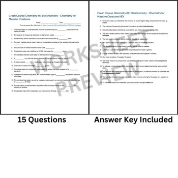 Crash Course CHEMISTRY #6: Stoichiometry | Worksheet, Sub Plan, Physical Science, image 3