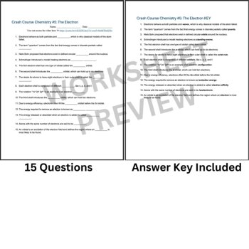 Crash Course CHEMISTRY #5: The Electron | Worksheet, Sub Plan, Physical Science, image 3