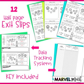 2nd Grade Money - Counting Coins - Exit Tickets TEKS 2.5A 2.5B, image 4