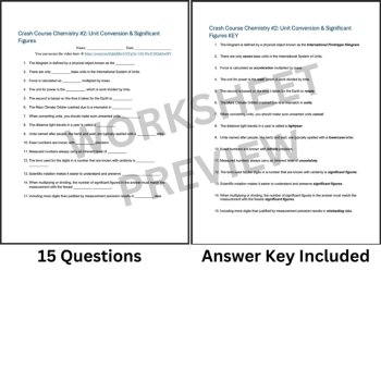Crash Course CHEMISTRY #2: Unit Conversion & Significant Figures | Worksheet, image 3