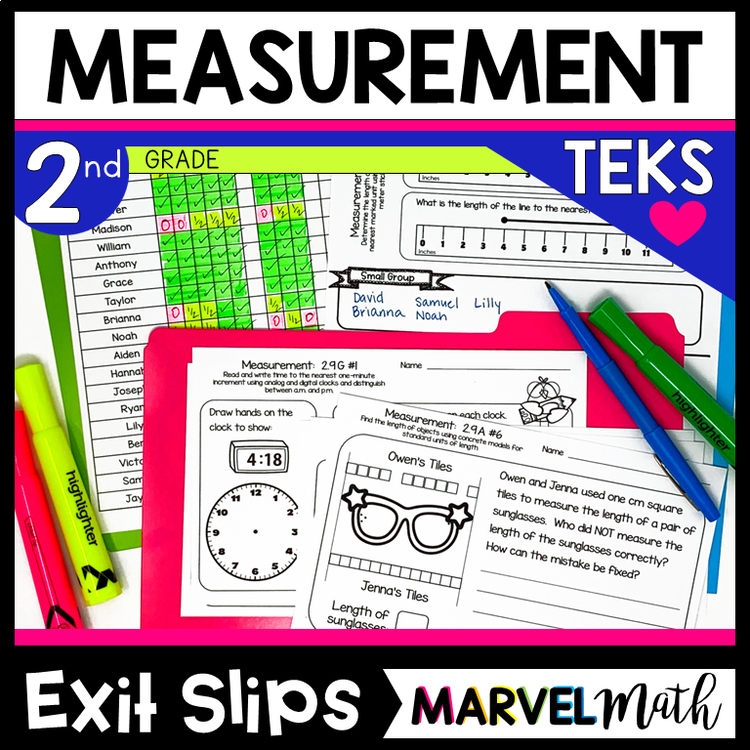 2nd Grade Measurement Exit Tickets TEKS 2.9A 2.9B 2.9C 2.9D 2.9E 2.9F 2.9G