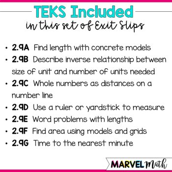 2nd Grade Measurement Exit Tickets TEKS 2.9A 2.9B 2.9C 2.9D 2.9E 2.9F 2.9G, image 2