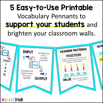 Input-Output Table Vocabulary Bunting for 4th Grade by Marvel Math, image 3
