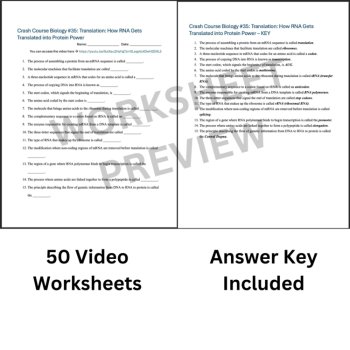 Crash Course BIOLOGY #35: Translation: RNA into Protein Power | Worksheet | Sub, image 3