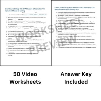 Crash Course BIOLOGY #33: DNA Structure & Replication | Worksheet | Sub Plan, image 3