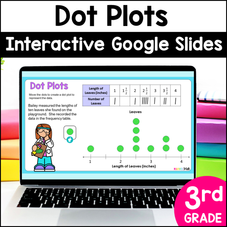 Dot Plot Activities with Fractions & Whole Numbers TEKS 3.8A 3.8B Google Slides