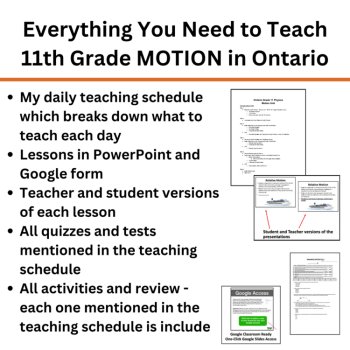 Ontario Grade 11 MOTION Physics Curriculum | Teaching Schedule, Lessons | SPH3U, image 2
