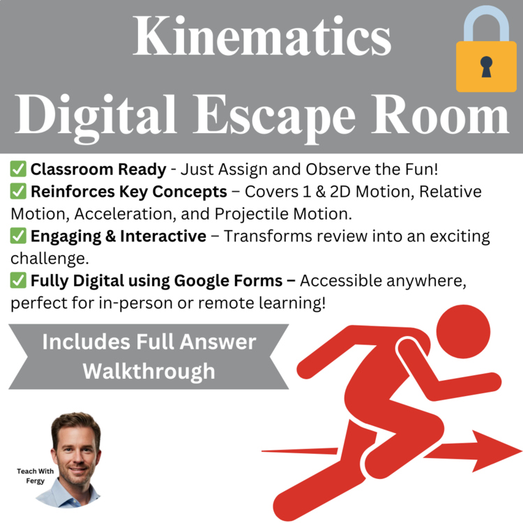 Kinematics Digital Escape Room | 1, 2D Motion, Vectors, Acceleration, Projectile